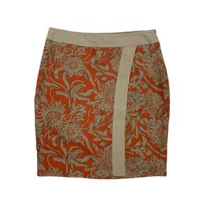Debbie Shuchat Skirt 6 Orange Tan Pencil Straight Workwear Boho‎ Retro